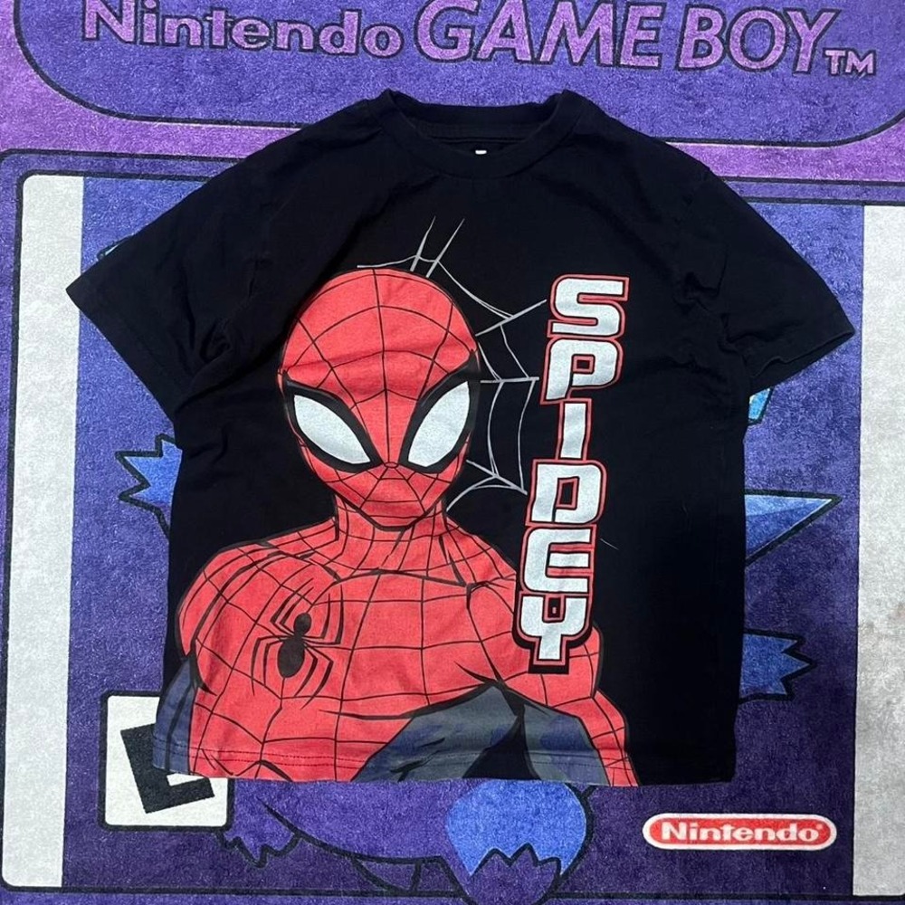 Y2K Marvel Spiderman black kids t-shirt Size 7 years